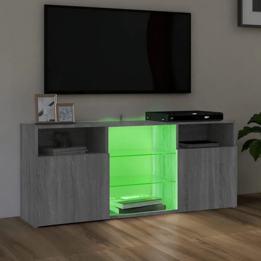 szürke sonoma színű LED-es TV-szekrény 120 x 30 x 50 cm