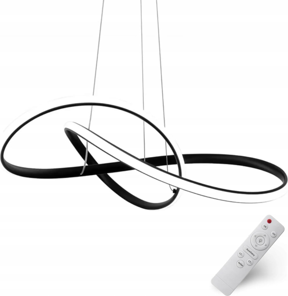 Függő Mennyezeti Lámpa Modern Fekete Led Csillár Távirányítóval 3 Szín