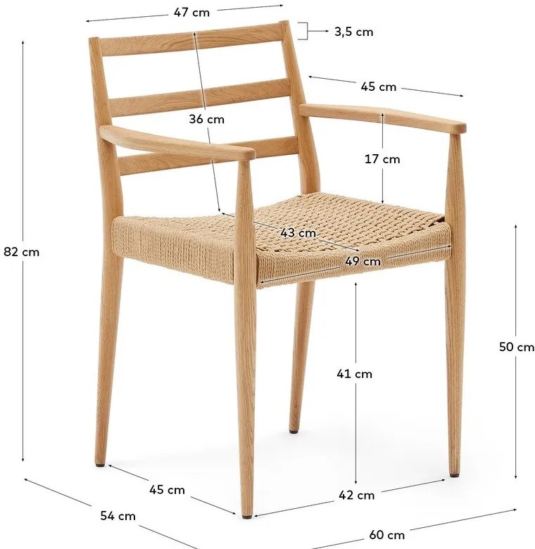 Natúr színű tölgyfa étkezőszék szett 2 db-os Analy – Kave Home
