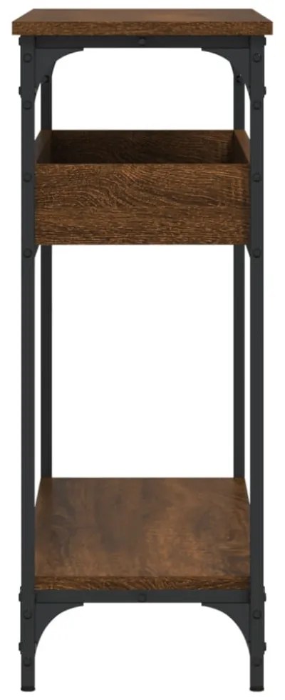 barna tölgyszínű szerelt fa tálalóasztal polccal 100x29x75 cm