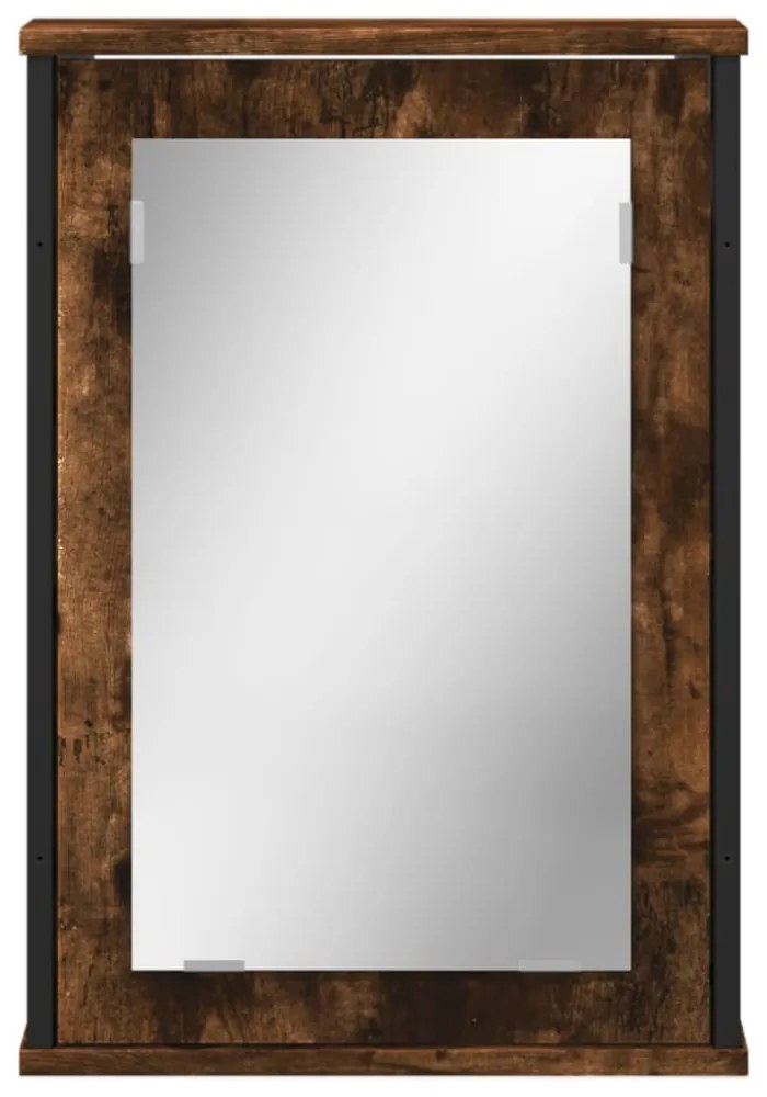 füstölt tölgy szerelt fa tükrös fürdőszobaszekrény 42x12x60 cm