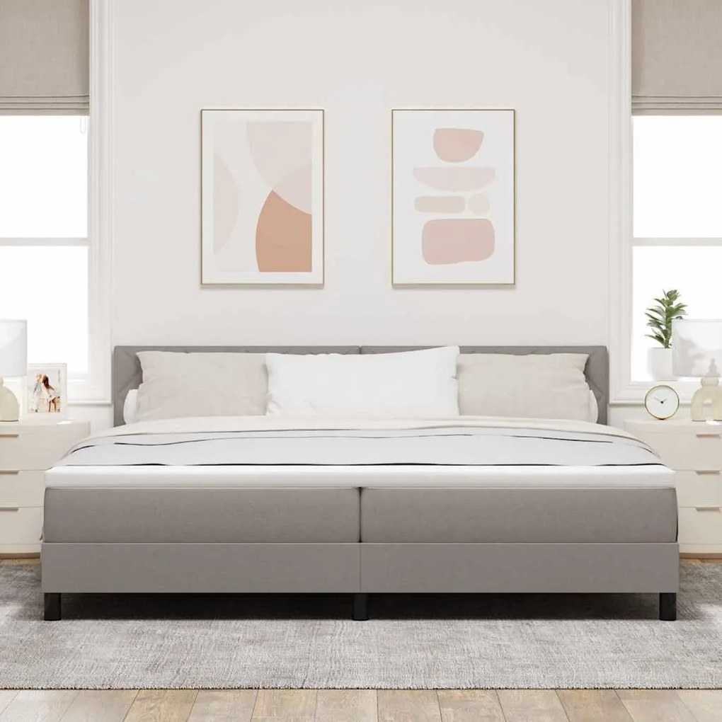 Boxspring ágy matraccal matracmal Tópszínű 200 x 200 cm szövet