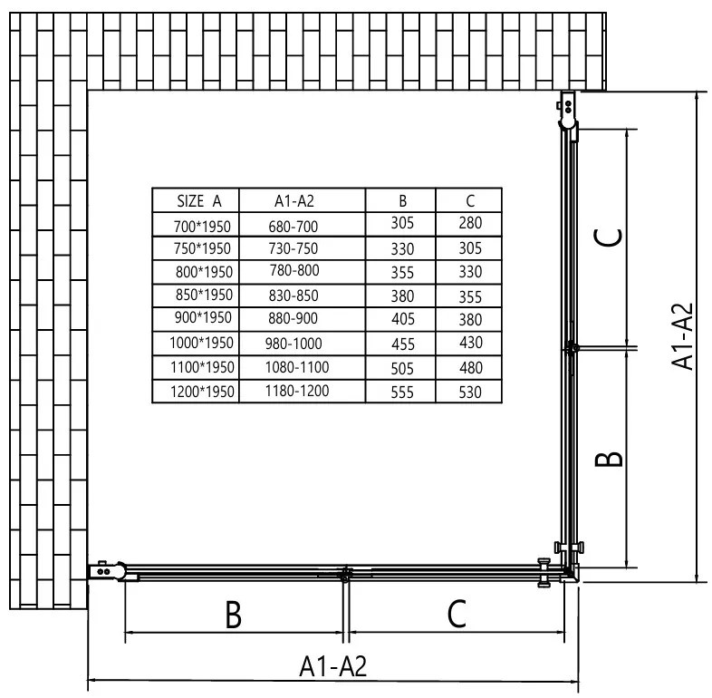 Erga Berlin Dupla, zuhanykabin dupla összecsukható ajtókkal 80 (ajtó) x 90 (ajtó) x 195 cm, 6mm átlátszó üveg, króm profil, ERG-V02-BERLIN-D080D090-C…