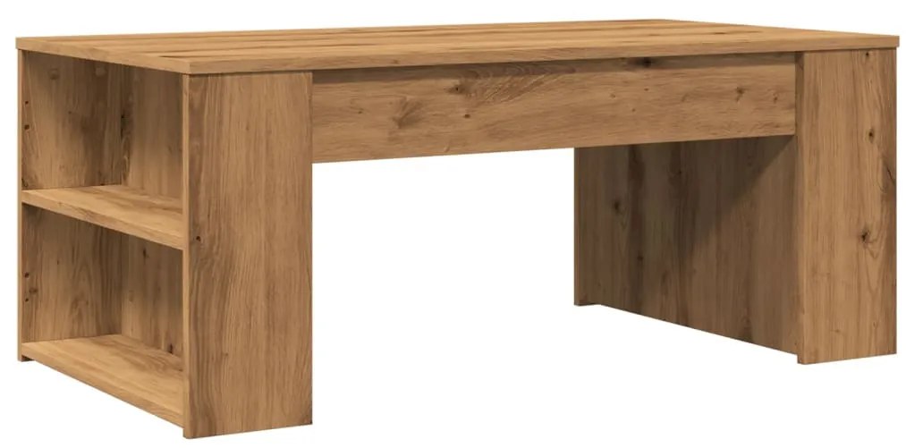 kézműves tölgy színű szerelt fa dohányzóasztal 102 x 55 x 42 cm