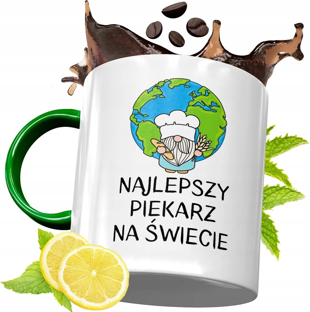 Zöld Bögre Péknek Születésnapi Ajándéknak, fényképes nyomattal