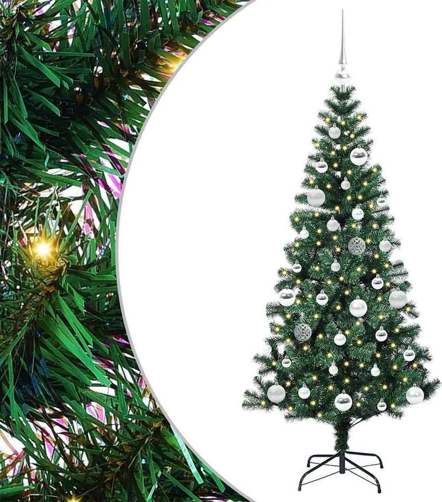 vidaXL Mesterséges, előre világított karácsonyi fa Zöld 150 cm