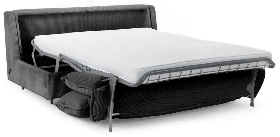 Sötétszürke kordbársony kinyitható kanapé 184 cm Isadora – Bobochic Paris