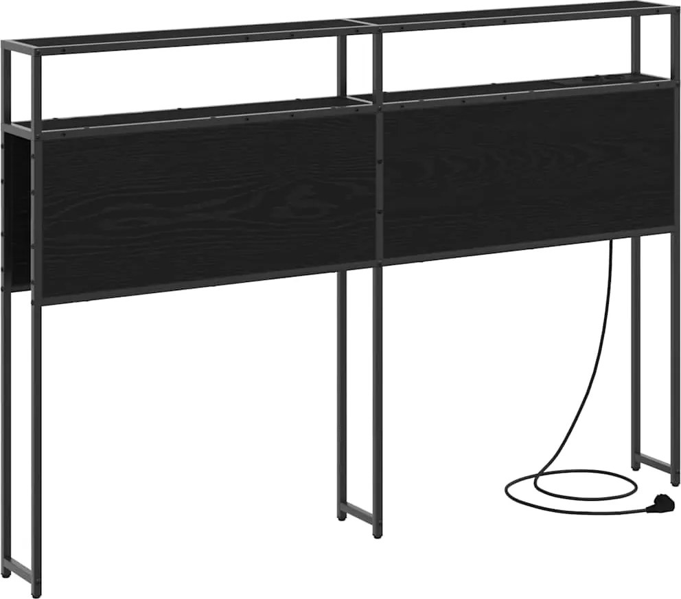 vidaXL Tároló fejtámla polcokkal tárolóval Musta tammi 135 cm Faanyag