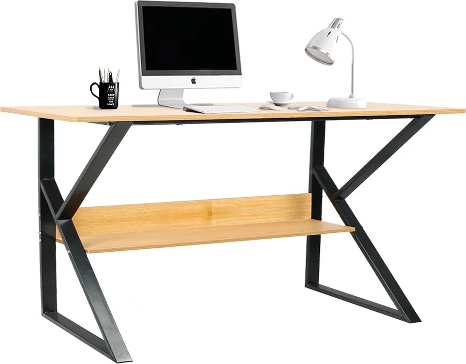 Polcos íróasztal, bükkfa/fekete, TARCAL 140