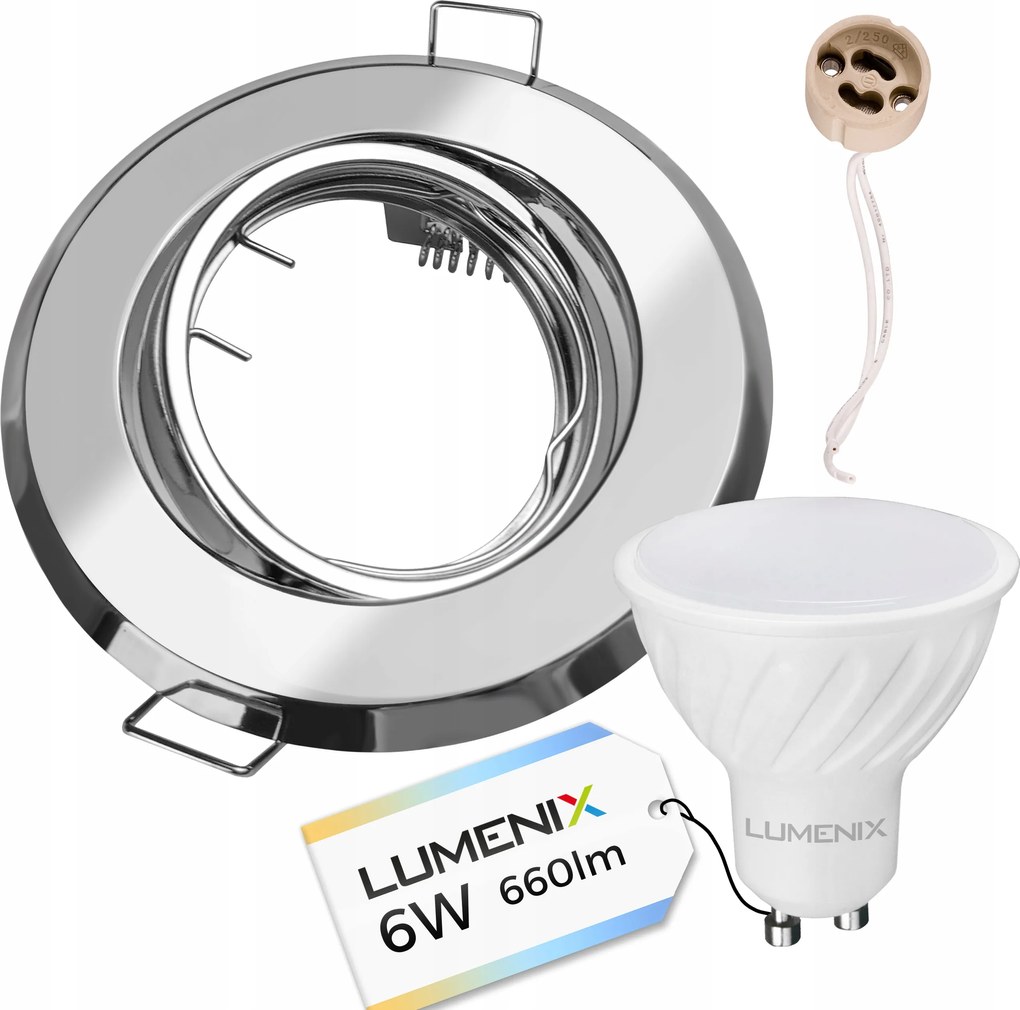 GU10 6W Led izzó mennyezeti lámpatest szett Süllyesztett Króm Kerek