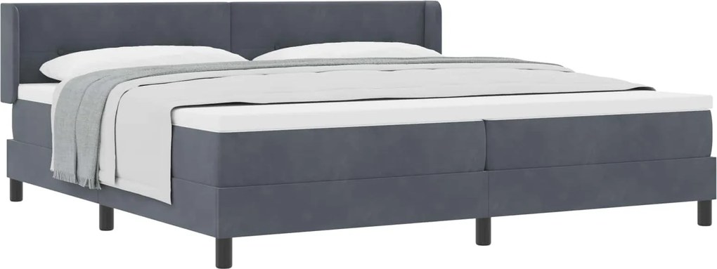 vidaXL Boxrugós ágy matracmal Sötétszürke 200 x 200 cm Poliészter