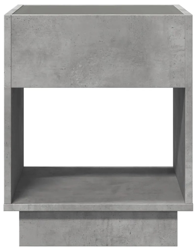 betonszürke végtelen hatású LED-es dohányzóasztal 40x40x50 cm