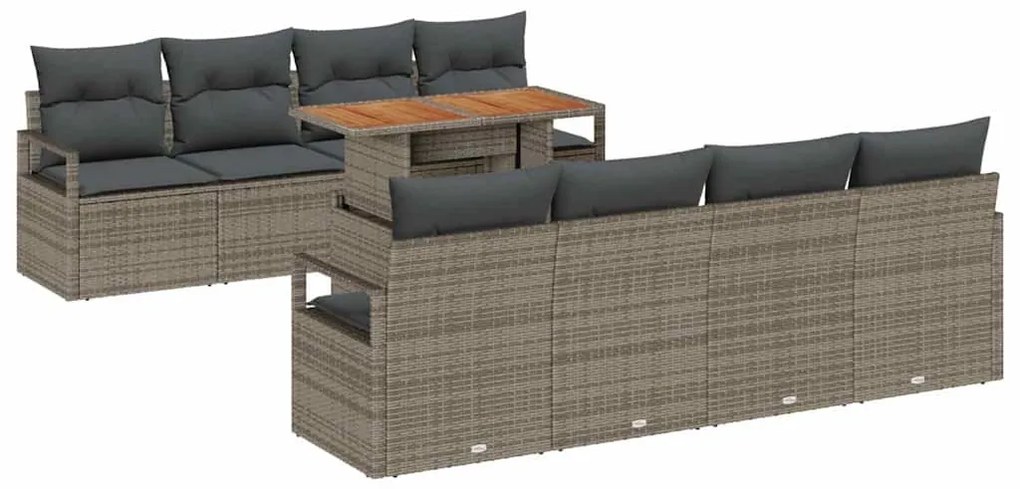 Kerti Kanapé Szett 9 pcs Szürke és Barna 100 x 55 x 73 cm