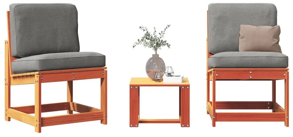 3 részes viaszbarna tömör fenyőfa kerti pihenőgarnitúra