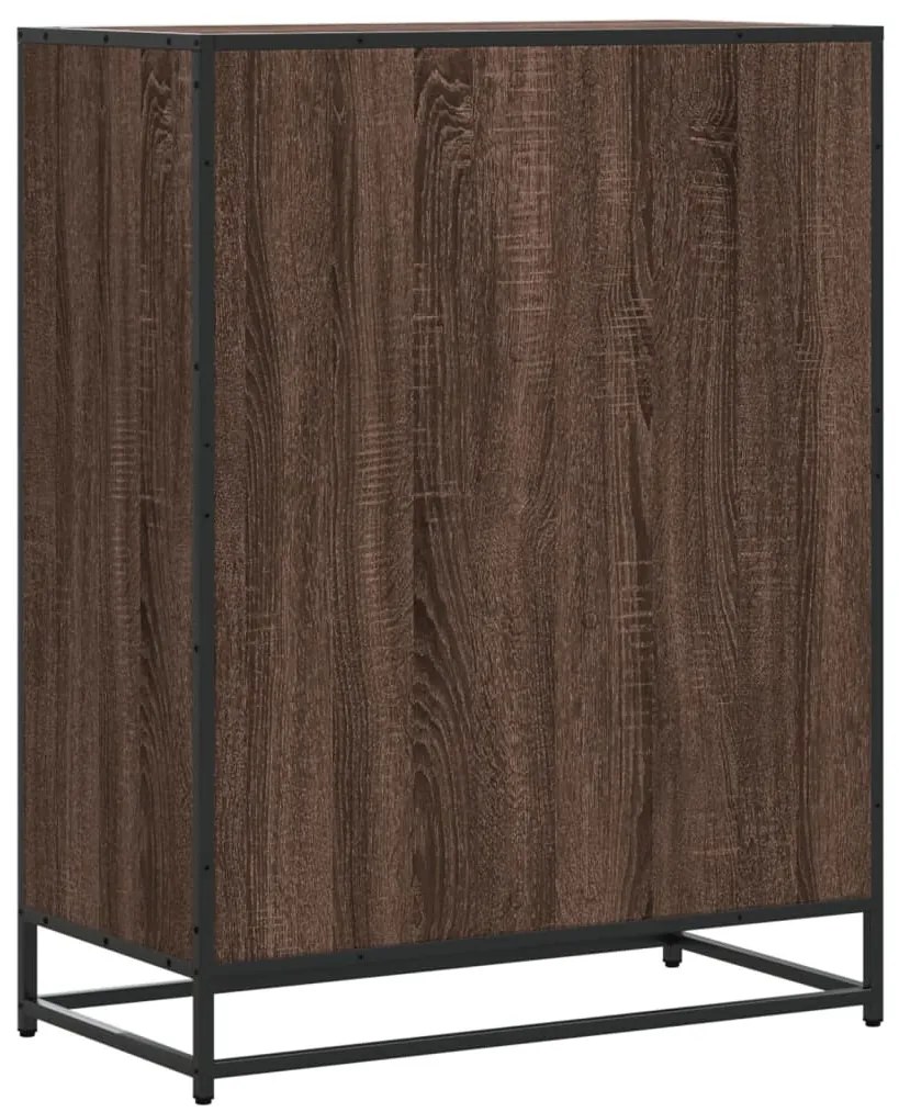 barna tölgy színű szerelt fa és fém cipőszekrény 75x38x97,5 cm