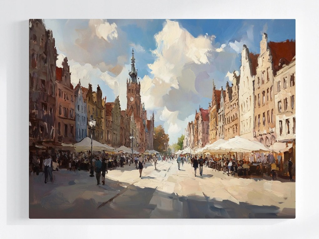 Poszter Építészet Város Gdańsk Utca Hosszú Piac 100x75