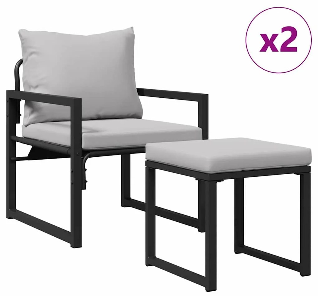 Kerti Kanapé Szett 4 pcs Fekete 61 x 72.5 x 71 cm Acél