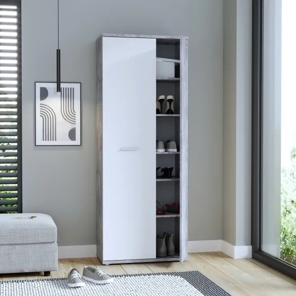 Komód/Cipőtartó SIMO fehér/szürke beton