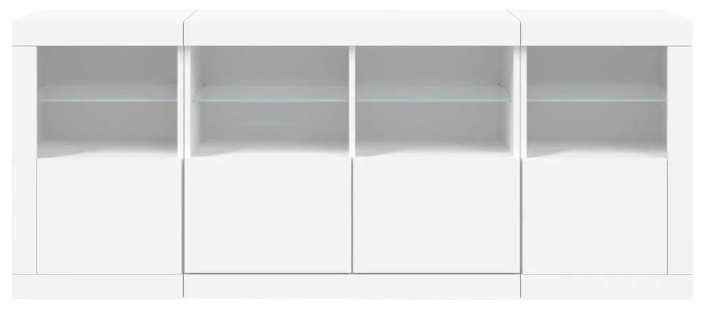 fehér tálalószekrény LED-világítással 163 x 37 x 67 cm