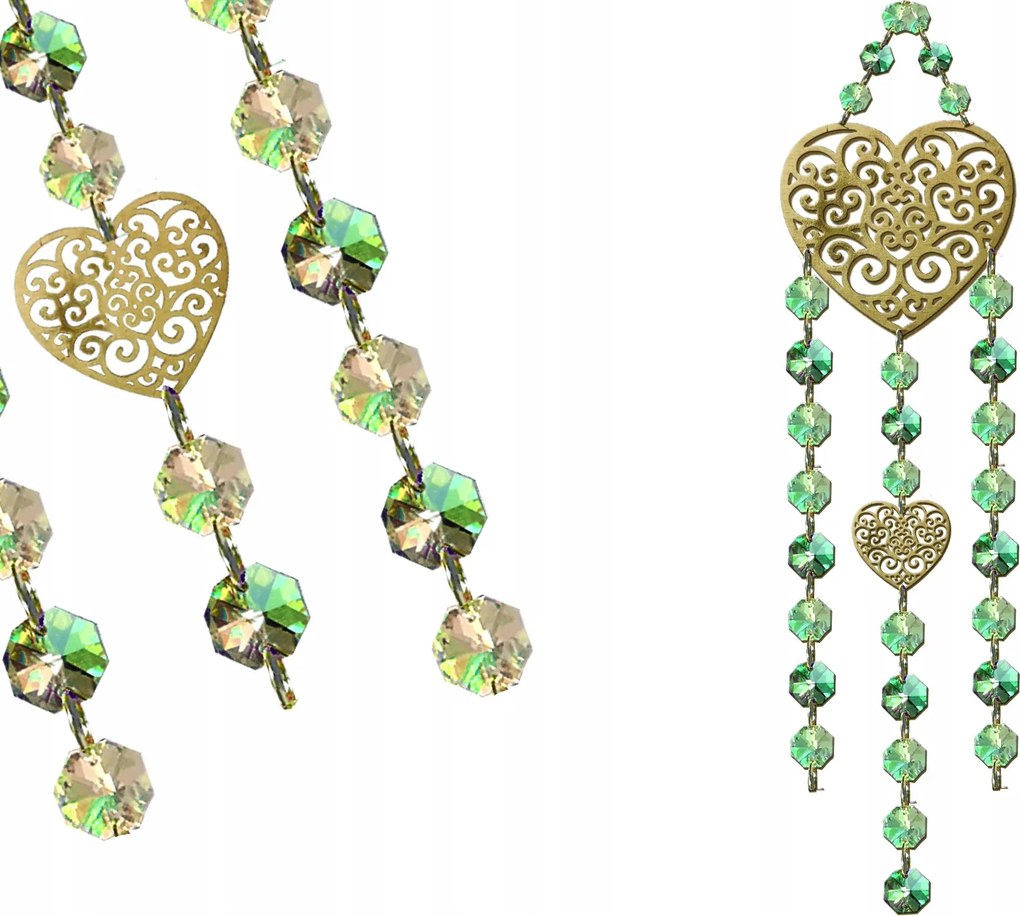 Napfogó. Gyönyörű Szív medál, ablakdísz reflexek 40cm üveg