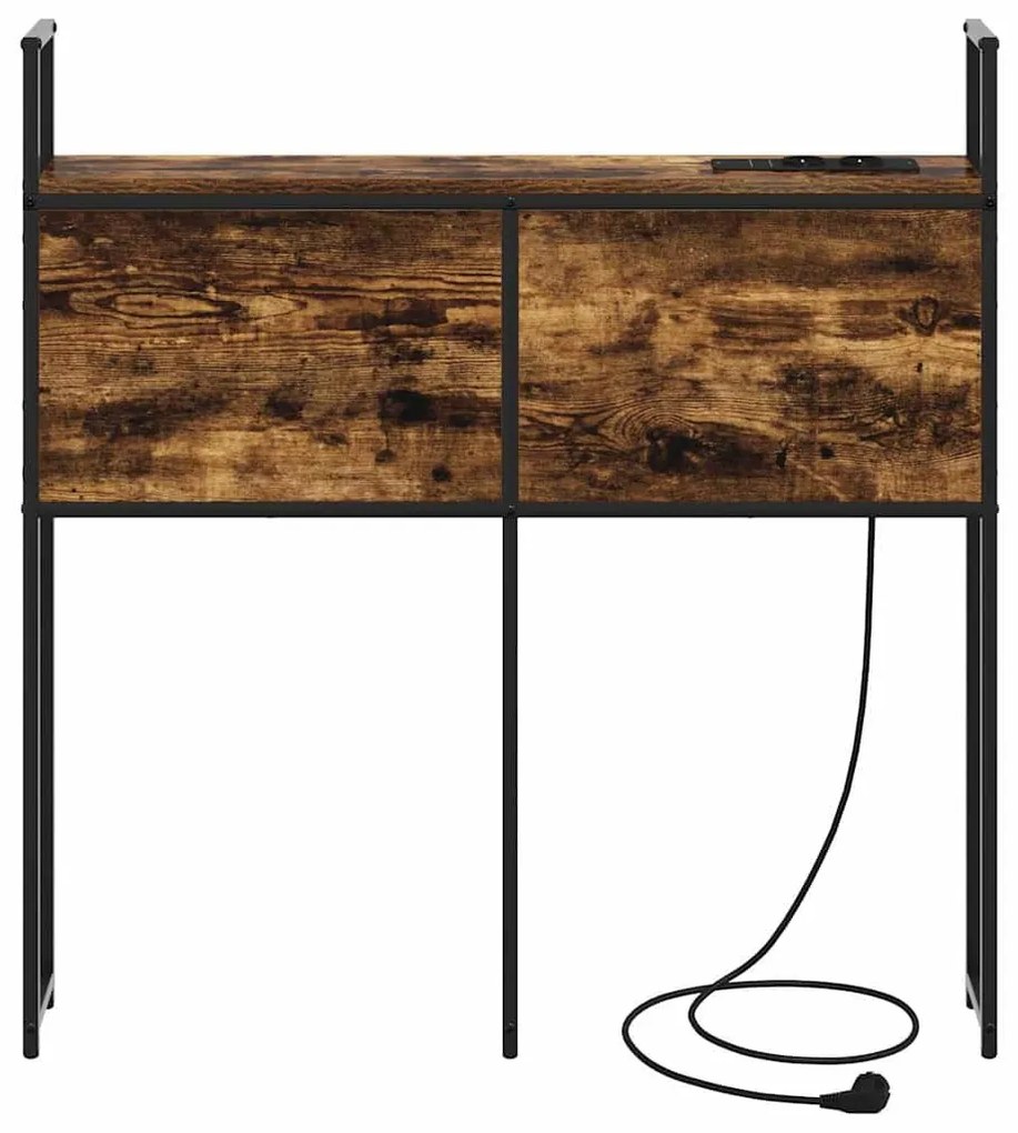 Tárolós Fejtámla Töltő Állomással Füstölt tölgy 100 cm Faanyag