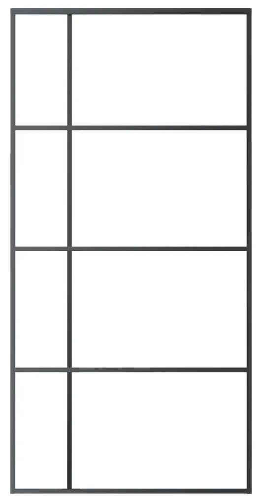 Fekete matt ESG üveg és alumínium tolóajtó 102,5x205 cm