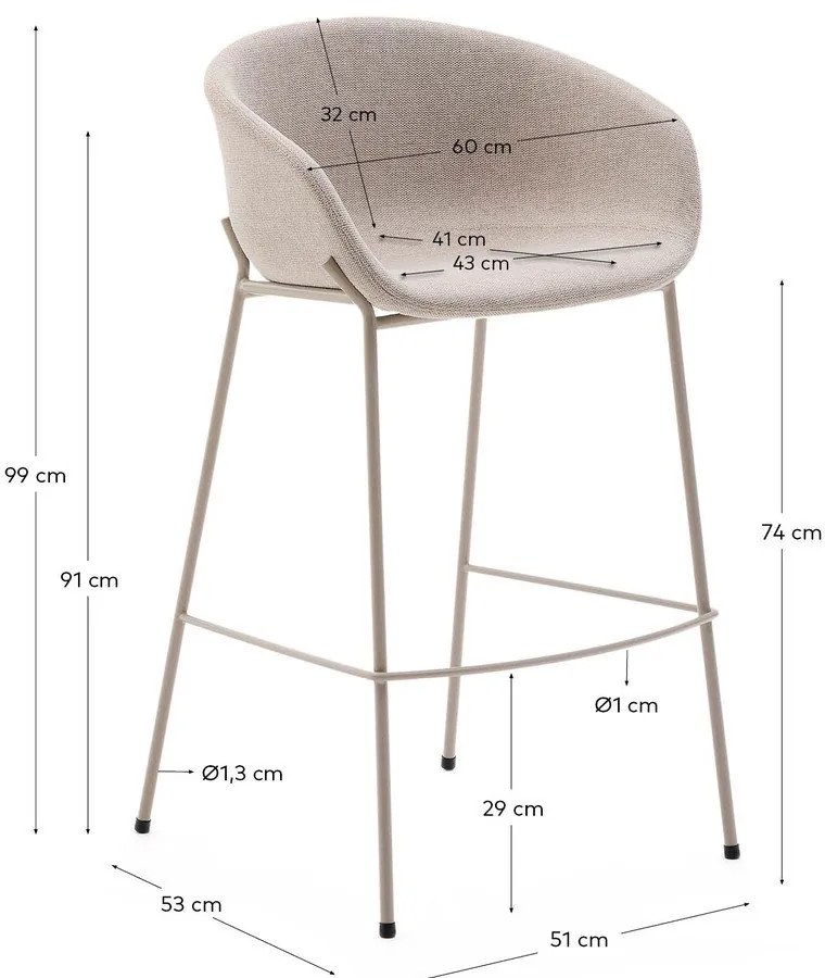 Bézs bárszék (ülésmagasság 75 cm) Yvette – Kave Home