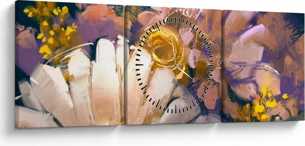 Virágok képe (órával) (90x30 cm)