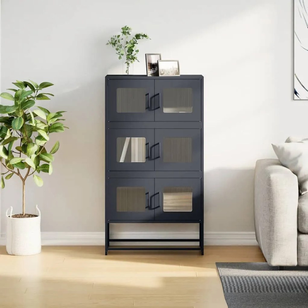 Highboard antracit 68x39x123 cm Acél