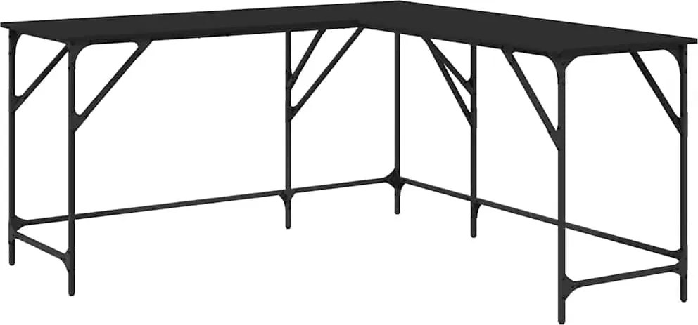 vidaXL fekete szerelt fa íróasztal 149x149x75 cm
