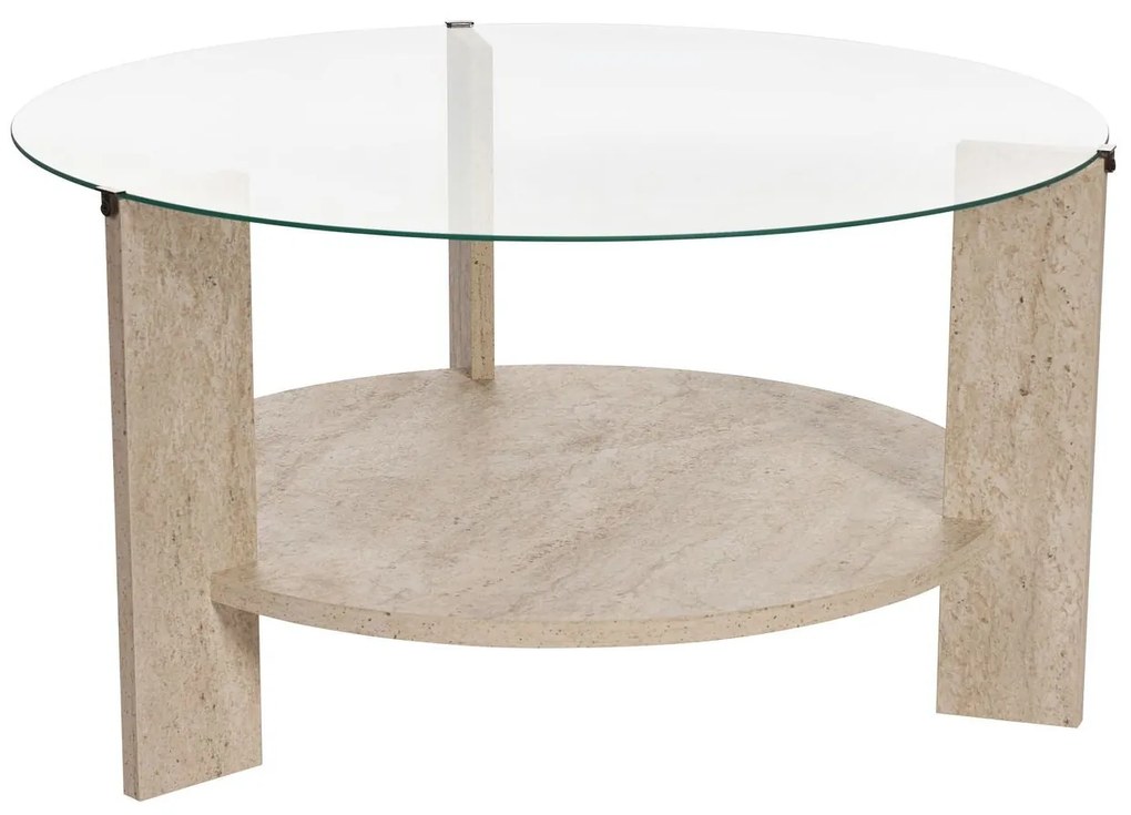 Dohányzóasztal Clara - Travertine, Transparent