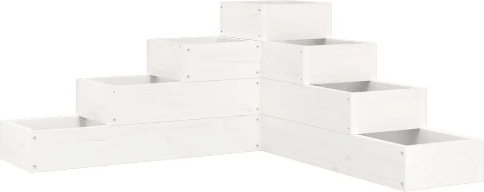 vidaXL fehér 4 szintes tömör fenyőfa kerti virágtartó 80,5x79x36 cm