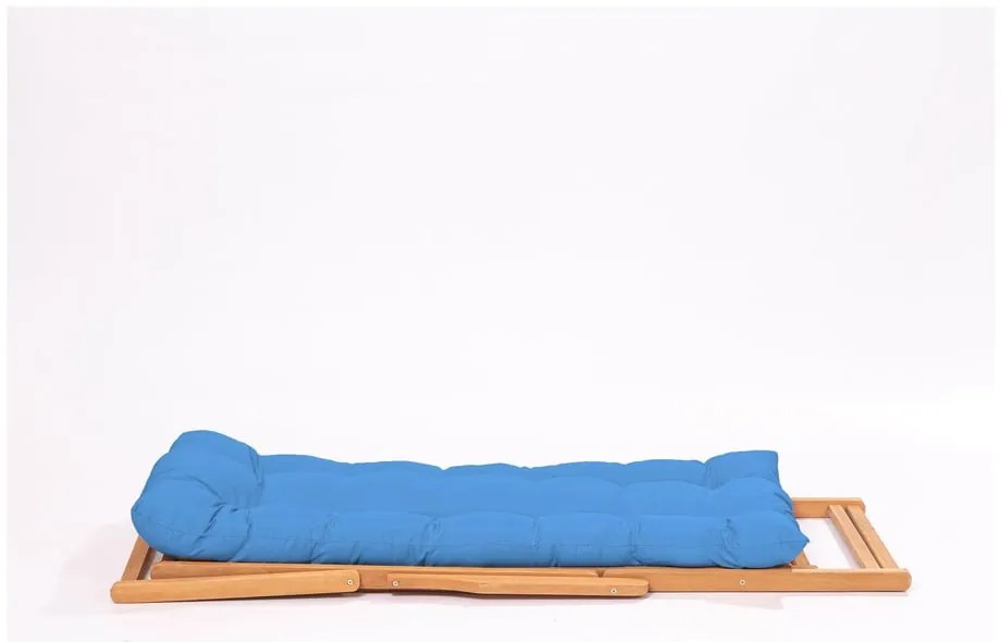 Kék-natúr színű tömörfa kerti napozószék – Floriane Garden