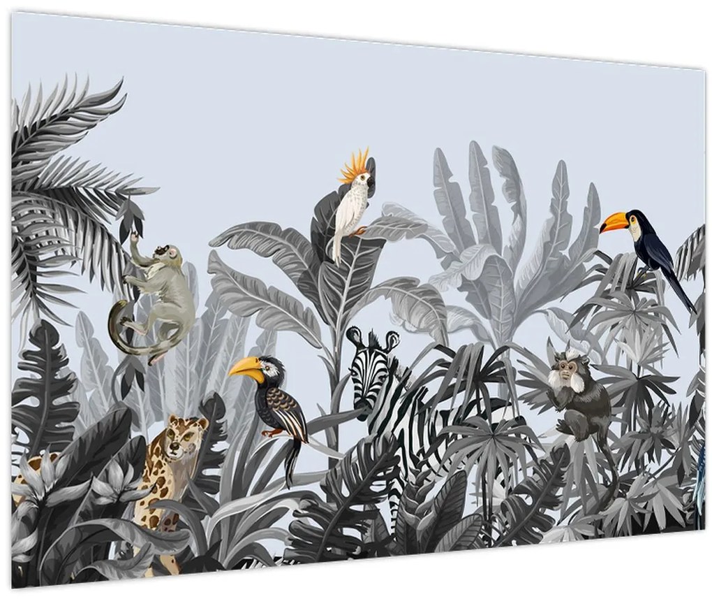 Kép - Illusztrált dzsungel (90x60 cm)