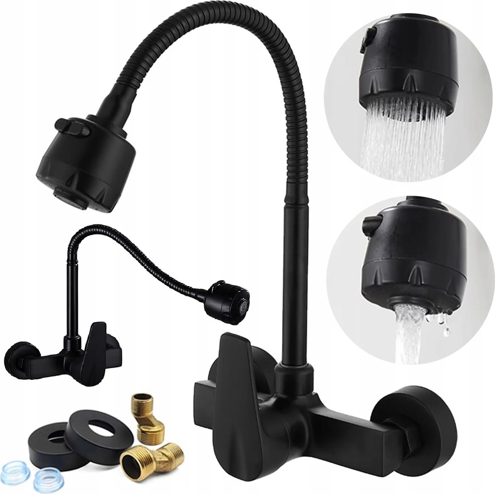 Konyhai Fali Csaptelep Fekete Matt Konyhai Csaptelep Fali Flex Szett