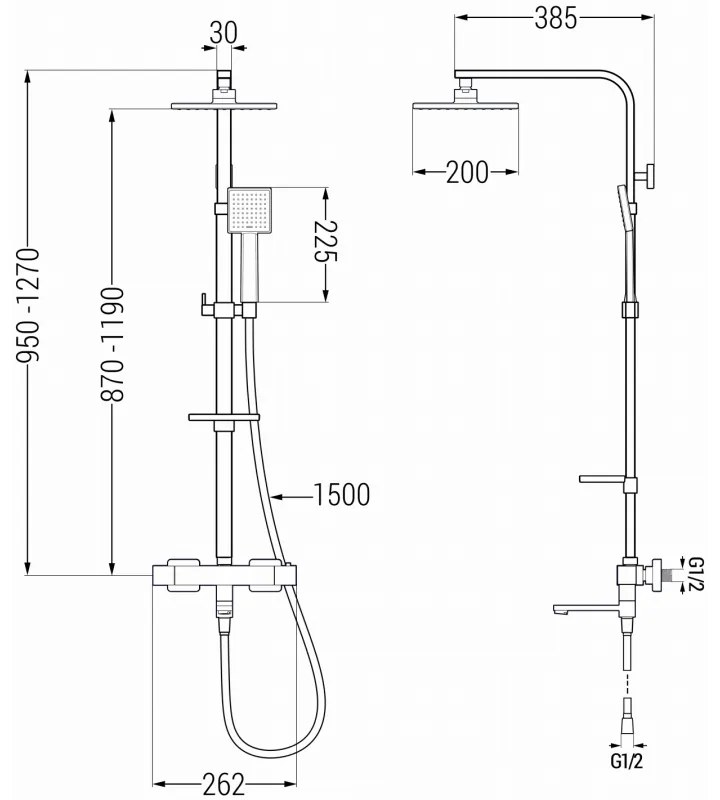 Mexen - CQ45 zuhanygarnitúra termosztatikus csapteleppel Cube, fekete, 779104595-70