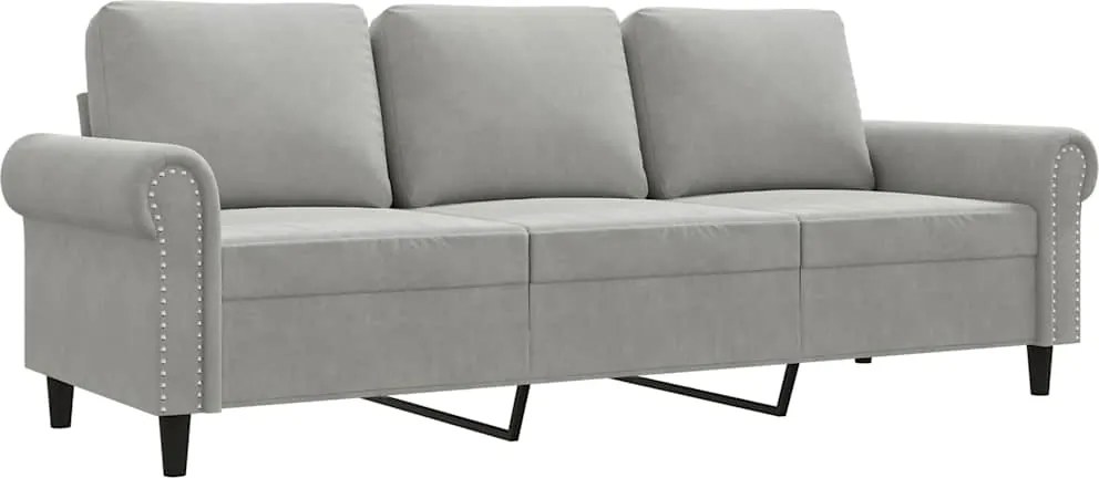 vidaXL 3 személyes világosszürke bársony kanapé 180 cm