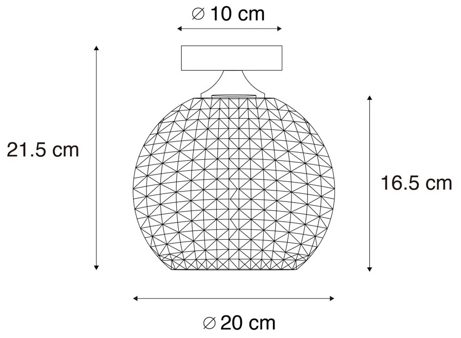 Art Deco mennyezeti lámpa fekete füstüveggel - Sphere