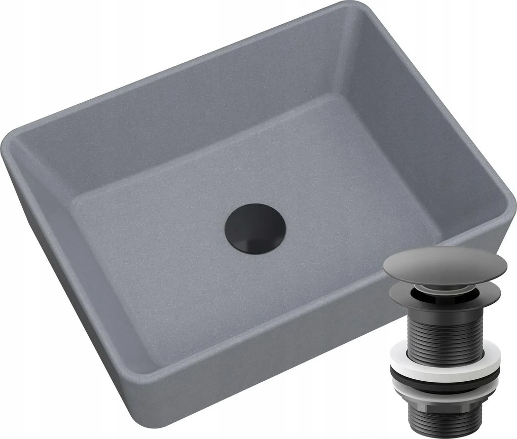 Mosdókagyló Gránit Asztali Szürke Parafa Fekete