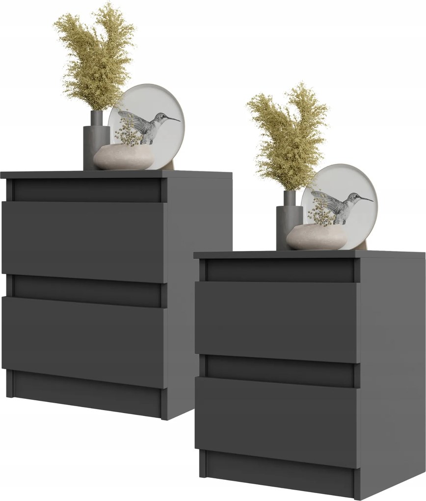 Éjjeliszekrény 40 CM Gabriel Antracit – 2 Db-os Szett