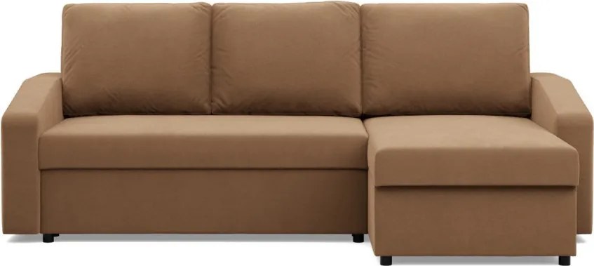 Zeus sarokkanapé, 2 ágyneműtartóval, döntött kartámasz, szövet anyag, univerzális oldal, bonell töltet, barna