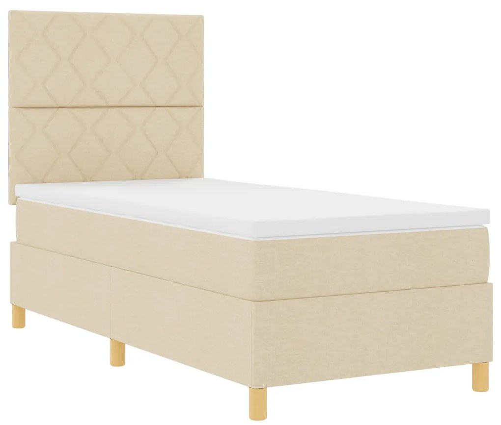 Box Spring Ágy Matrac Krém 90x200 cm Szövet