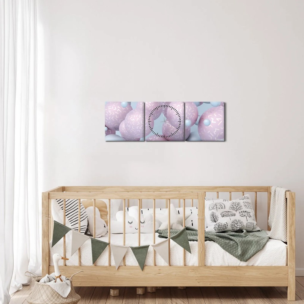 Absztrakt kép - Pasztell gömbök (órával) (90x30 cm)