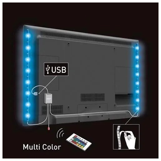 Solight WM504 - KÉSZLET 2x LED RGB Szalag TV -hez távirányítóval IP65 LED/USB 50cm