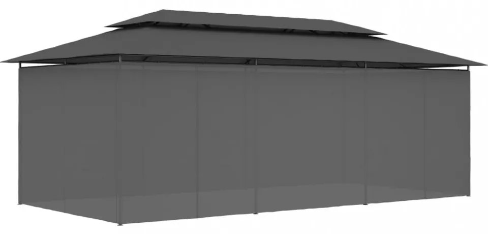 antracitszürke pavilon függönyökkel 600 x 298 x 270 cm