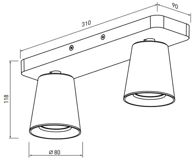 Lámpa Mennyezeti lámpatest Elli, 4557,AC220-240V, 50/60 Hz, IP 20 2*GU10 ,max. 20 W, dupla, fekete