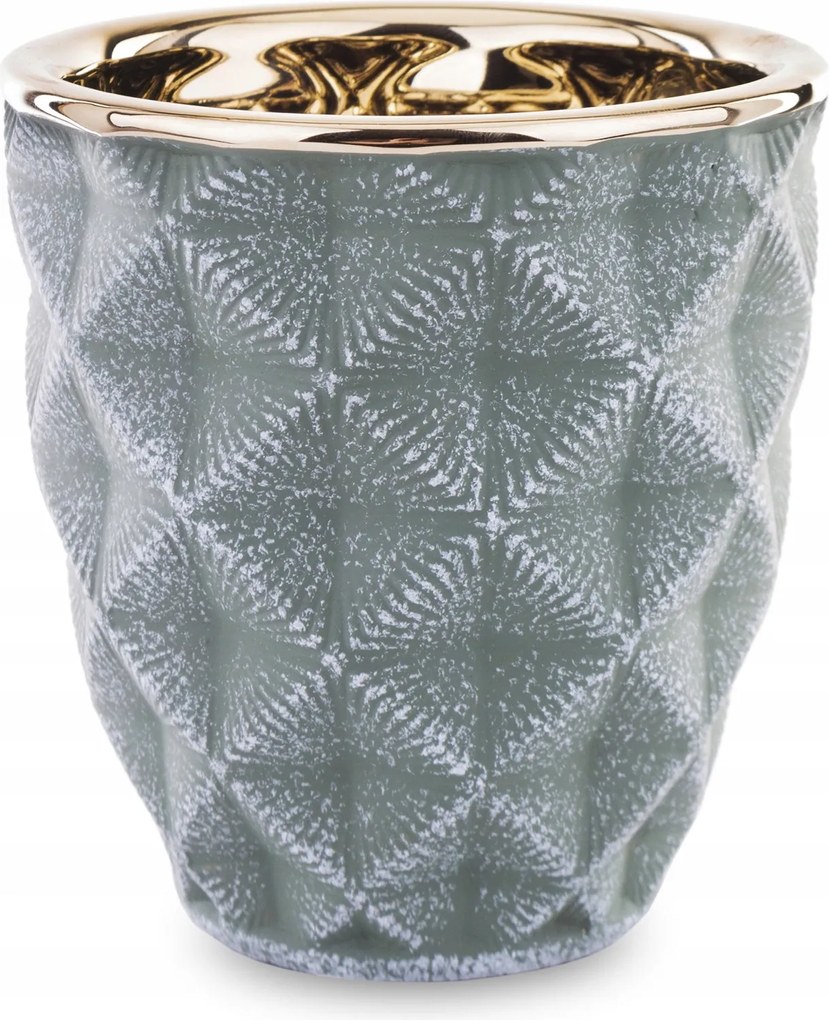 Kerámia kaspó fedél, arany, zöld