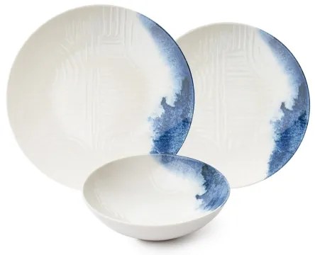 24 darabos étkészlet krém/kék/porcelán