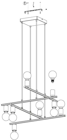 Eglo 98909 - Csillár zsinóron MEZZANA 8xE27/40W/230V