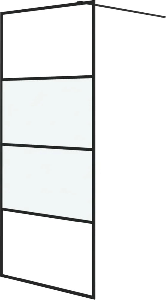 vidaXL fekete selyemmatt ESG üveg zuhanyfal 90 x 195 cm